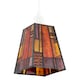 image 1 of Art Deco Tiffany Glass Pendant Shade with Orange and Amber Panels