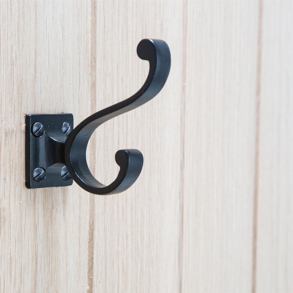 image 1 of Hammer & Tongs Square Back Hat & Coat Hook - W35mm x H80mm - Black