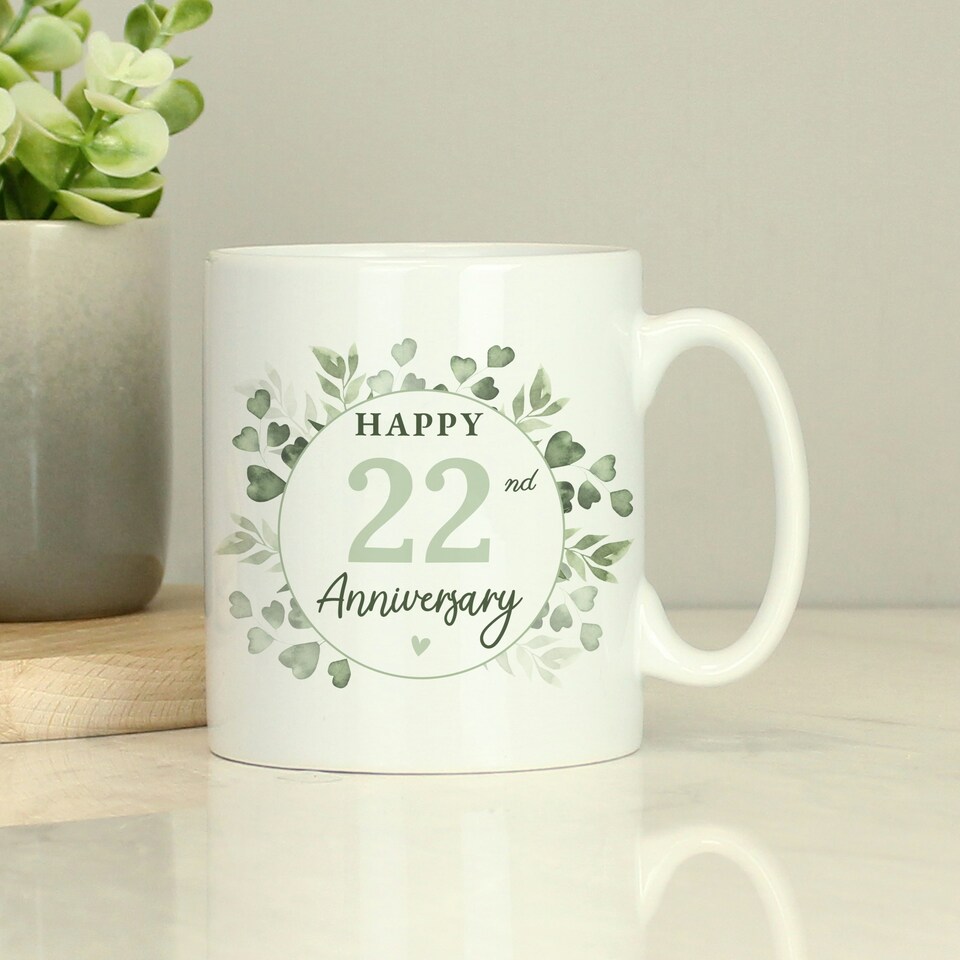 image 1 of Personalised Botanical Anniversary Mug White