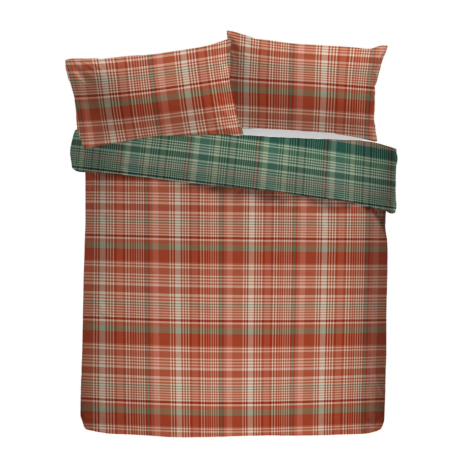 image 1 of D & D Bennet Check Duvet Cover Set Green