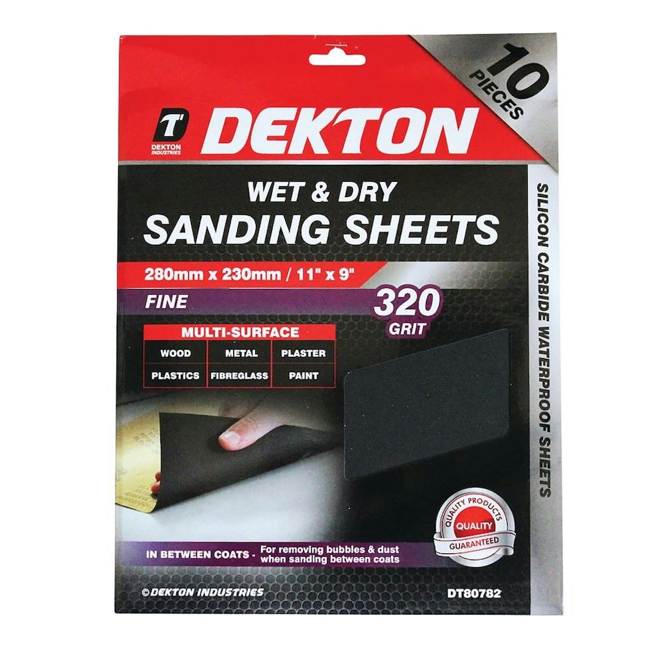 image 1 of Dekton 10 Piece Wet & Dry Sanding Sheets 280mm x 230mm Extra Fine 320 Grit