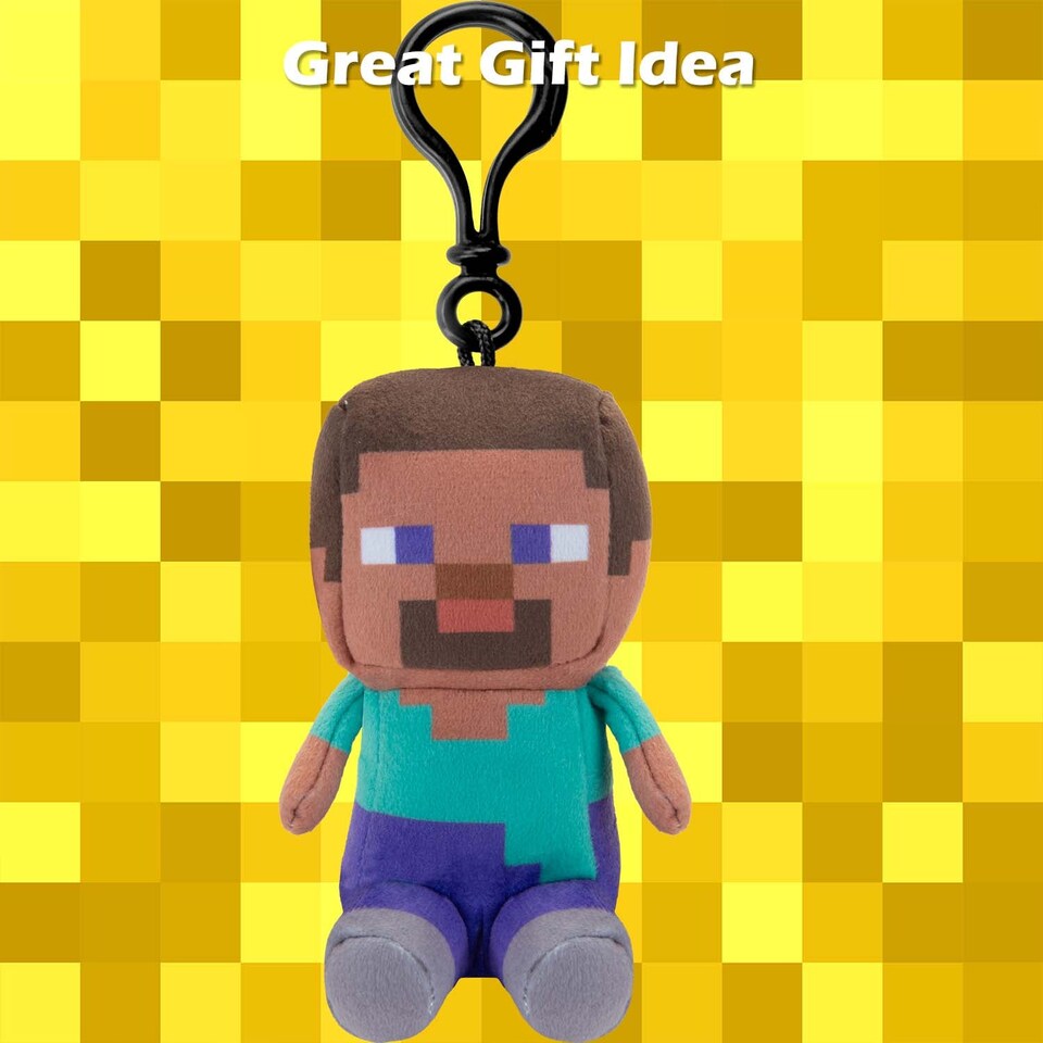 image 1 of PMS Minecraft Steve Soft Toy Clip 13cm x 11.7cm Multicolour