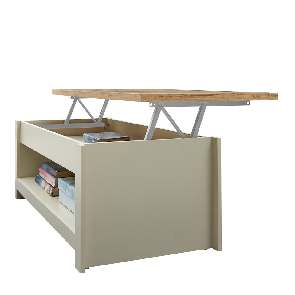 image 1 of Lisbon Lift Up Coffee Table Cream & Oak