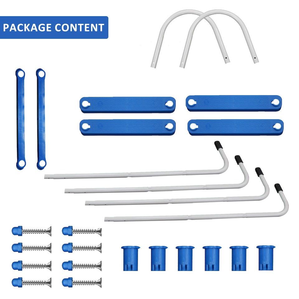 image 1 of 33 Inch Double-Sided Pool Step Ladder Metal Frame for Above-Ground Swimming Pools