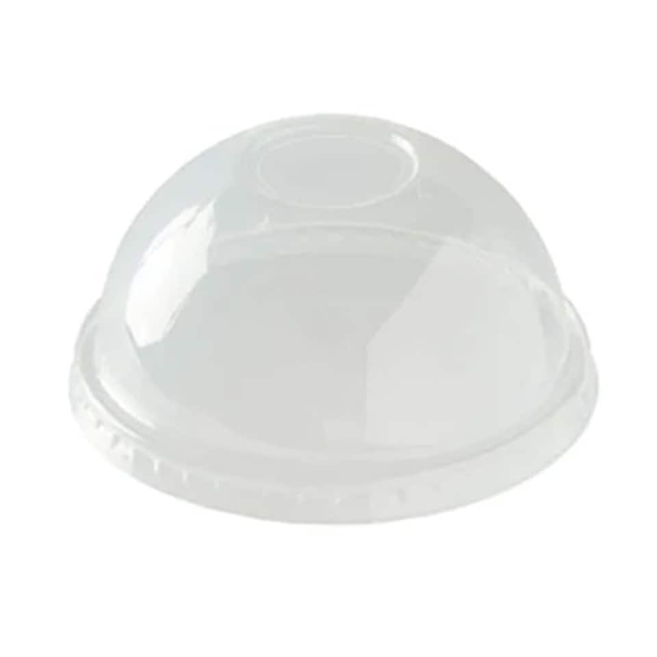 image 1 of PLA Clear Plastic Compostable Domed Smoothie Cup Lids - Pack of 50