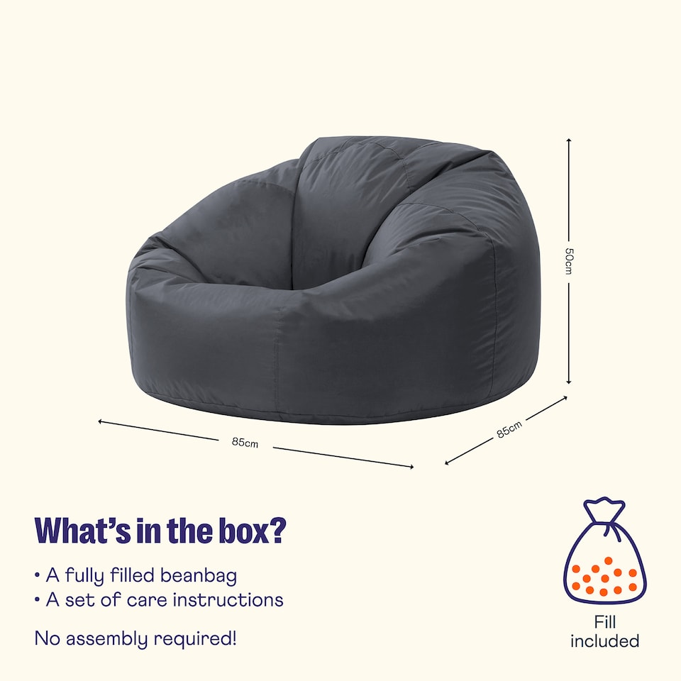 image 1 of Adult Classic Beanbag Outdoor Waterproof Bean bags Ready Filled - Slate Grey | Grey | Slate Grey | 1