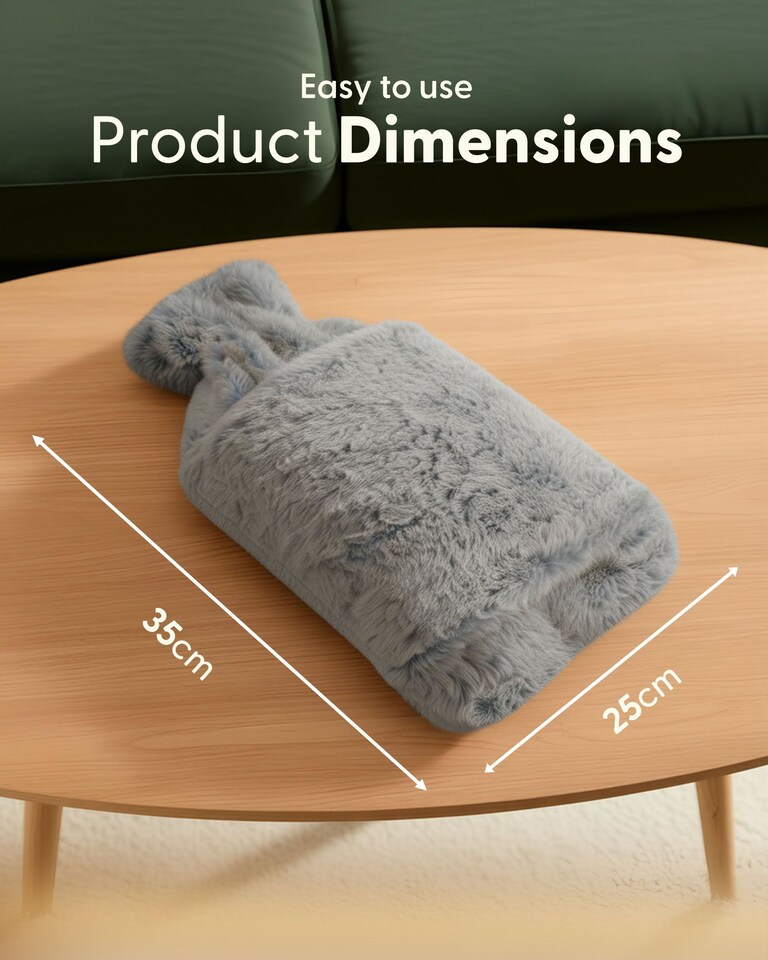 image 1 of Keplin Fluffy Faux Fur Hot Water Bottle 2 Litre with Hand Warming Cover