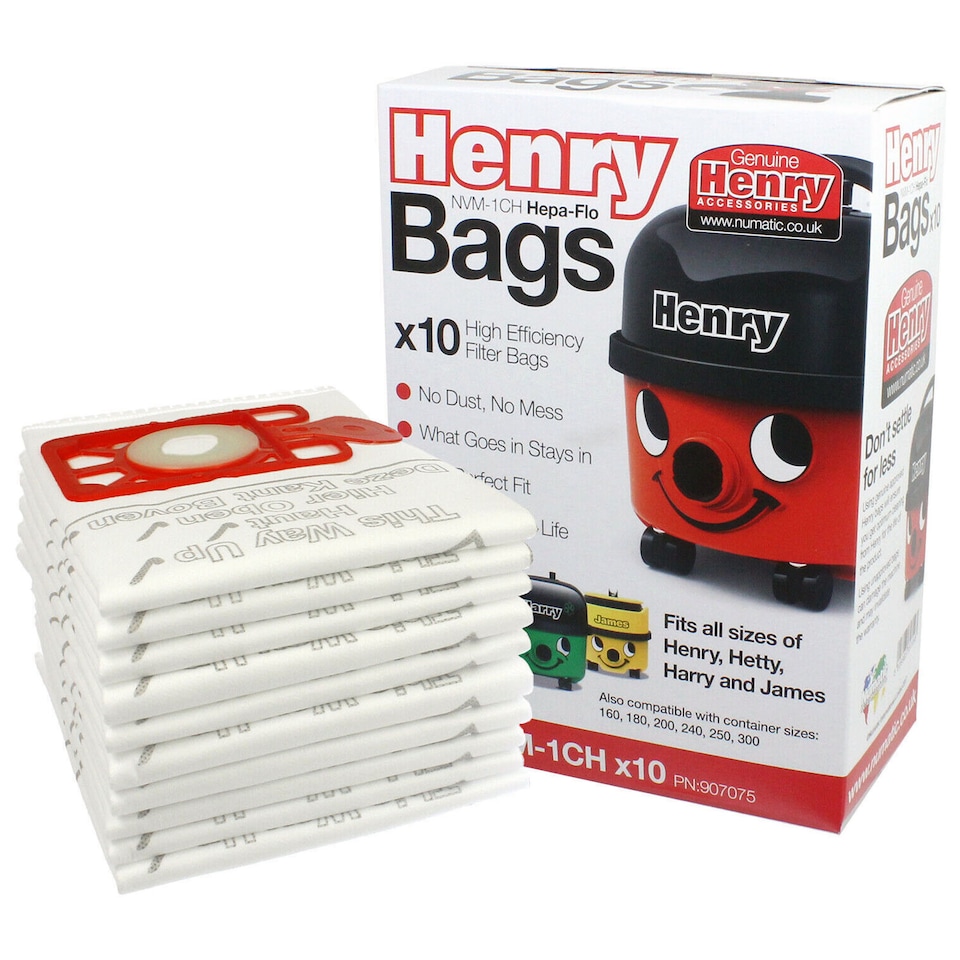 image 1 of Numatic Dust Bags Henry Vacuum Cleaner NVM-1CH 907075 Pack of 10