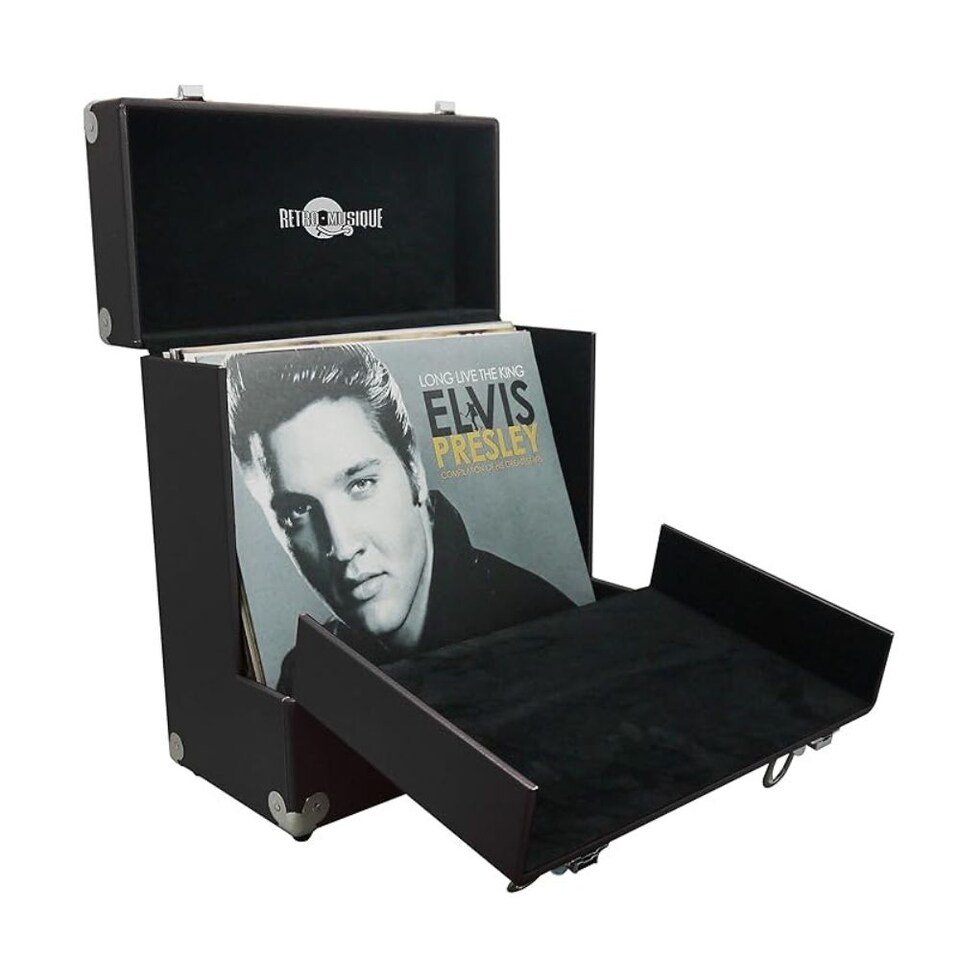 12 Inch PU Wooden LP Vinyl Case, Black