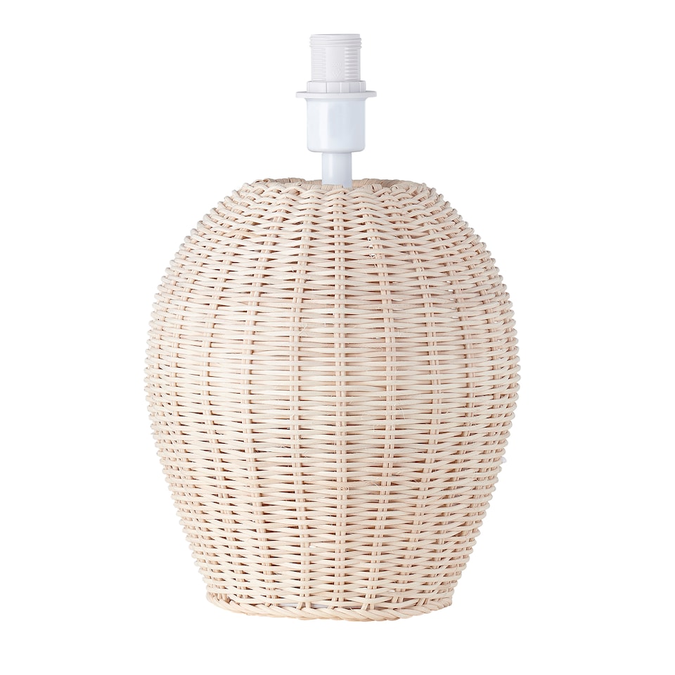 image 1 of Natural Light Brown Woven Rattan Table Lamp Base with White Cable and Switch | Brown