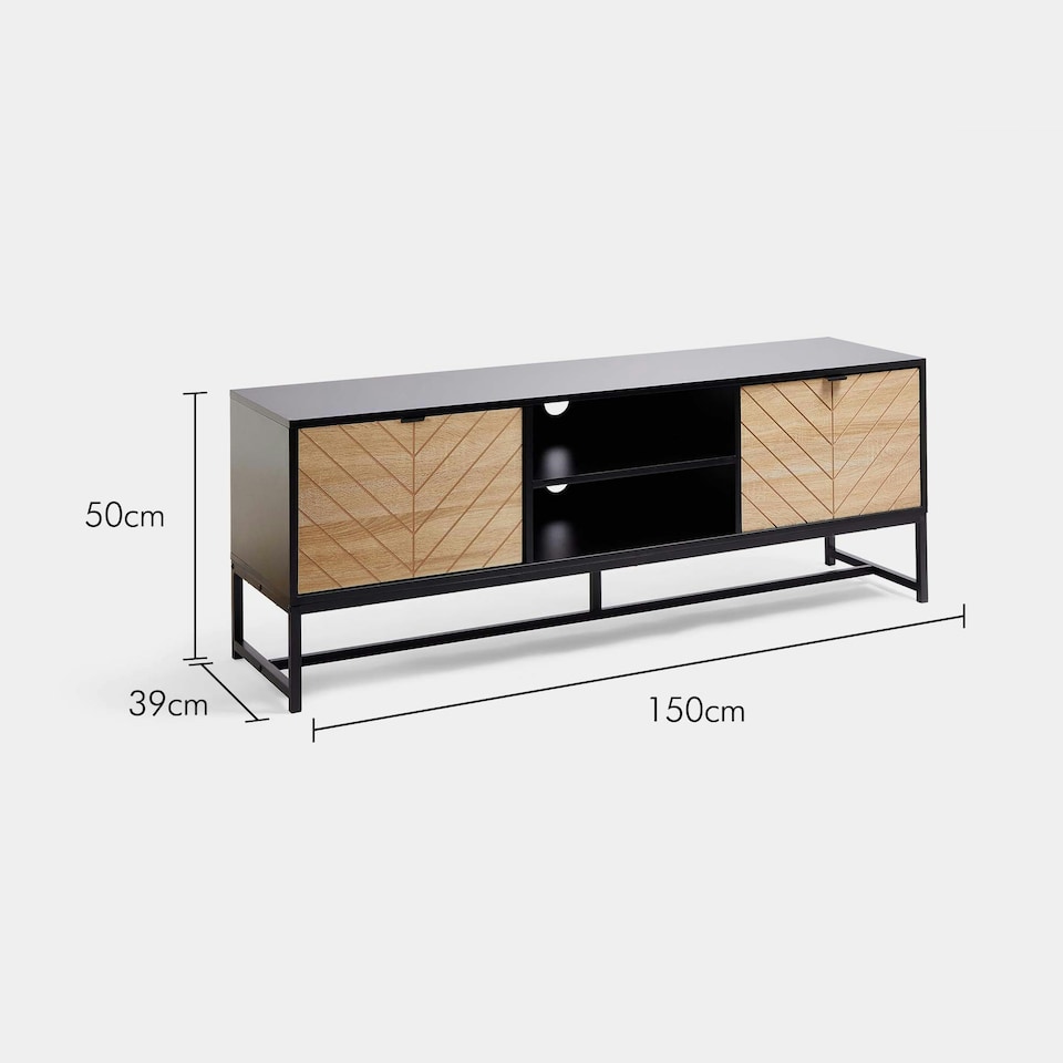 image 1 of VonHaus Black & Light Wood Effect TV Unit For TV's up to 65"