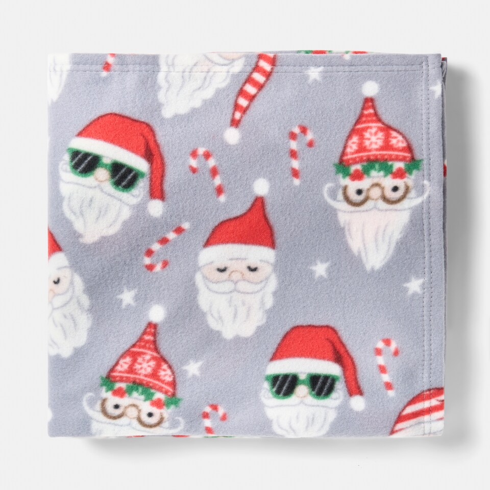 image 1 of OHS Xmas Santa Polar Fleece Throw Soft Blanket Bedspread