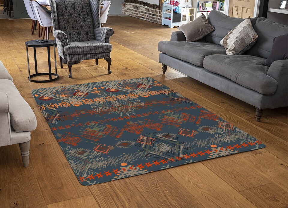 image 1 of Ethnic Boho Distressed Pattern Rug | Multi