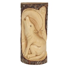 Something Different Wolf Wood Carving Wall Art - Beige/Brown - 30cm x 3.5cm x 12cm