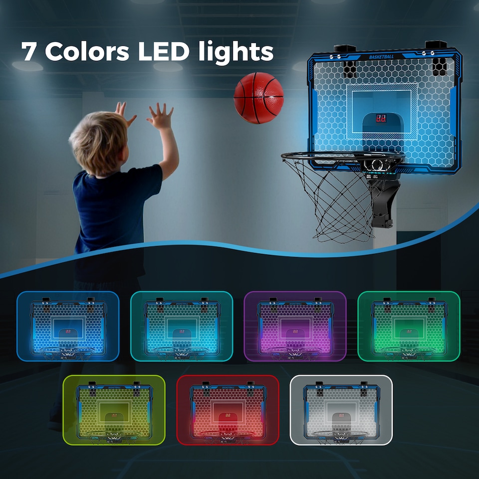 image 1 of Dekko Mini Basketball Hoop Over Door Indoor Sport Backboard Auto Scoring