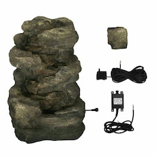 Primrose 4 Tier Rock Falls Patio Garden Water Feature with LED Lights 54cm