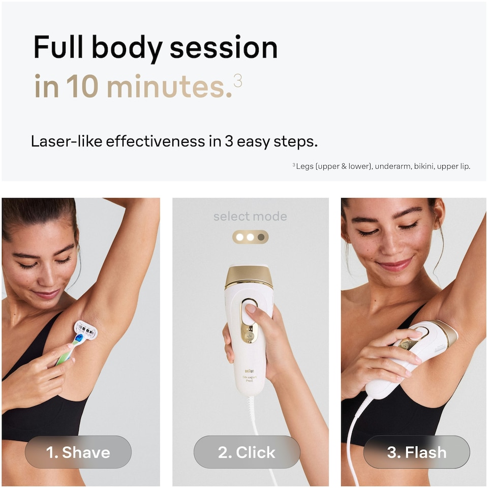 image 1 of Braun IPL Silk-Expert Pro 5, At Home Hair Removal Germanyvice with Pouch, White/Gold, PL5257