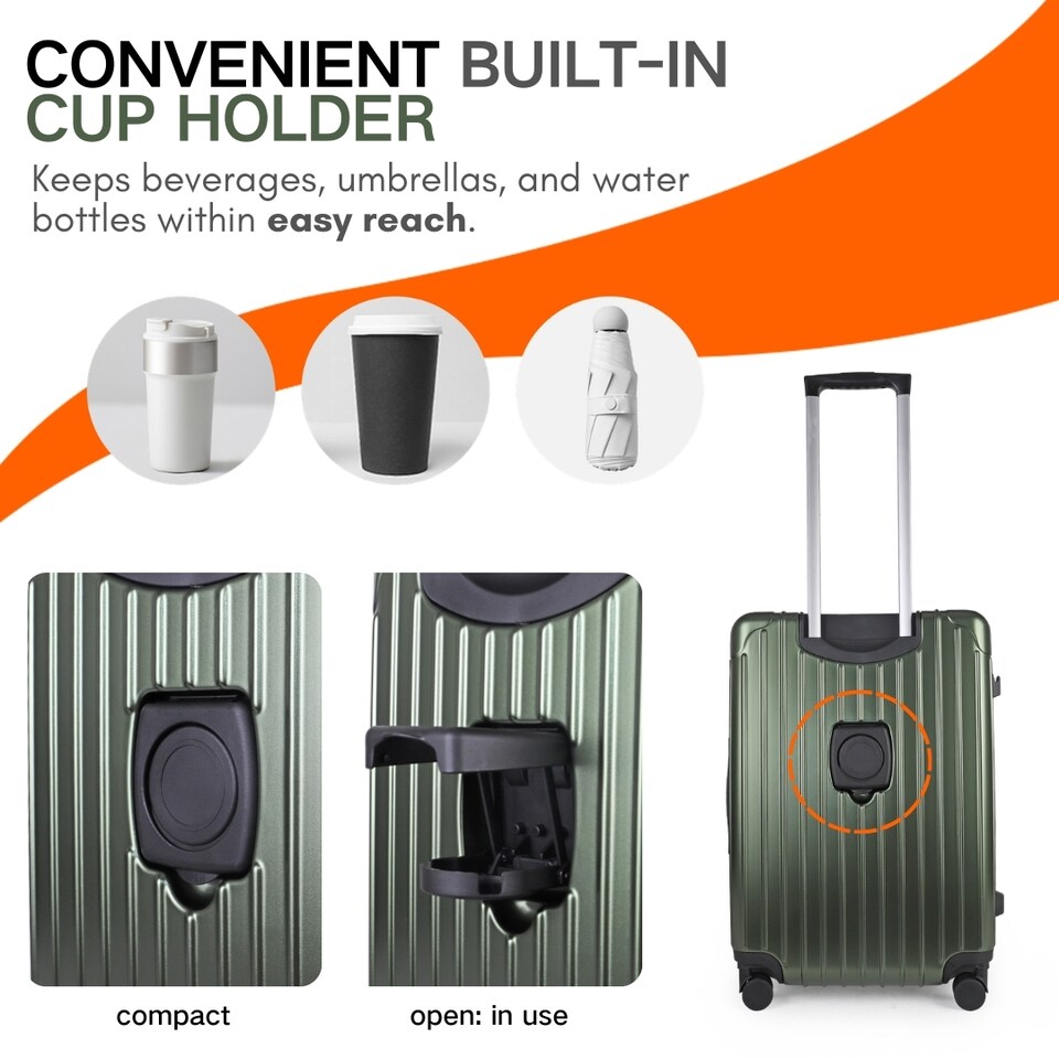 image 1 of 3 Piece Luggage Set with Vanity Case, Carry-On & Large Suitcase | Green | Hunter Green