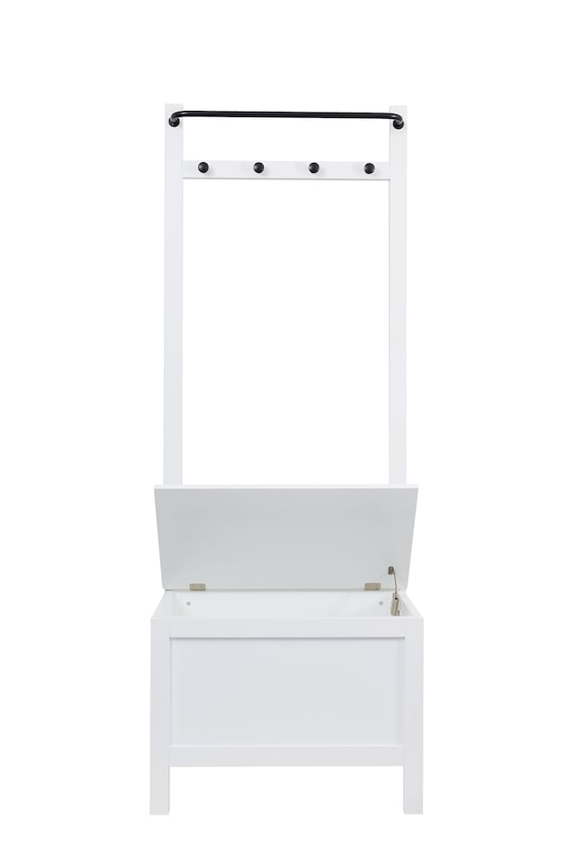 image 1 of Karlstad Hallway Bench Shoe Storage and Coat Hook in Classic White