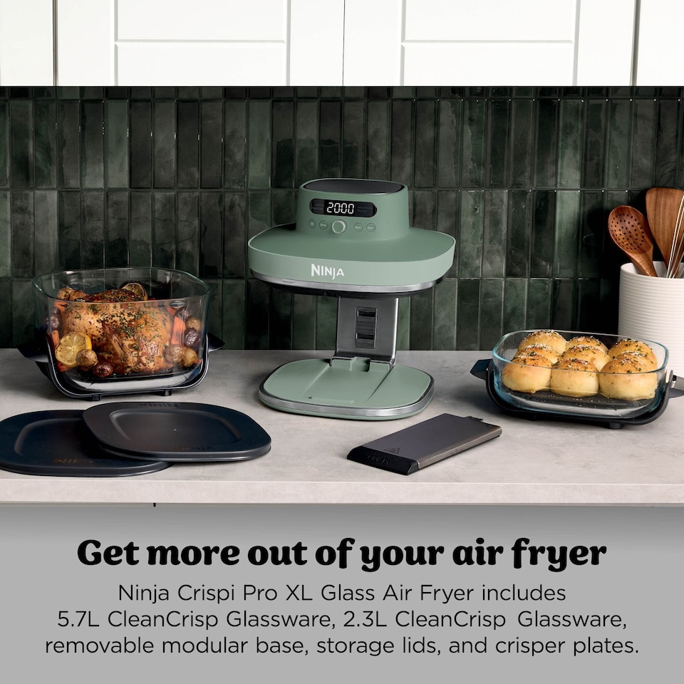 image 1 of Ninja AS090UKGN 5 in 1 Glass Air Fryer Crispi Pro 5.7L Moss Green
