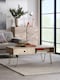 image 3 of Light Gold Rectangular Coffee Table with Drawer - Solid Mango Wood - L60 x W110 x H45 cm