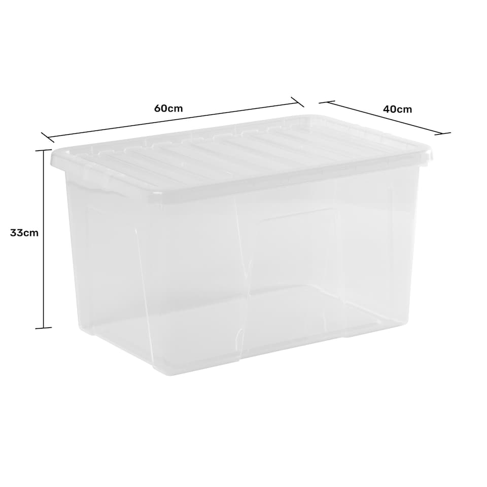 image 1 of Wham Crystal 5 x 60L Stackable Plastic Storage Boxes with Lids Clear