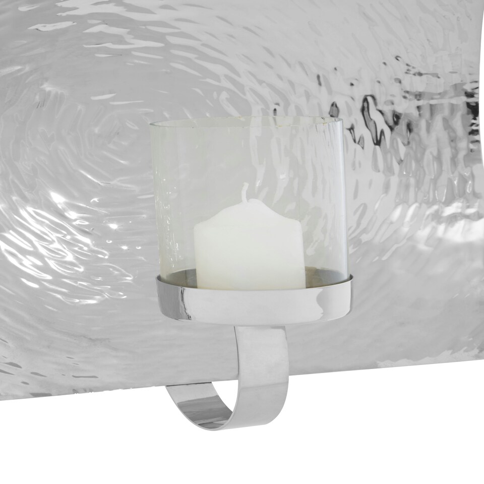 image 1 of Interiors By Premier Large Wall Sconce,Silver Lantern,Textured Aluminum Large Wall Light,Outdoor Wall Lamp With Glass Shade Silver