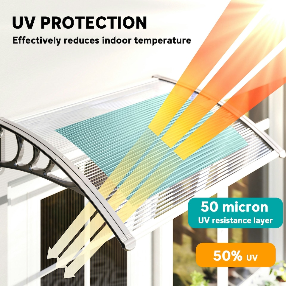 image 1 of Outsunny Door Canopy Awning Outdoor Window Rain Shelter for Door 100 x 75cm Clear | Clear