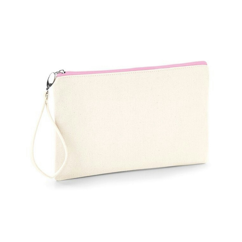 image 1 of Westford Mill Canvas Wristlet Pouch - Natural/Pink - One Size Cream