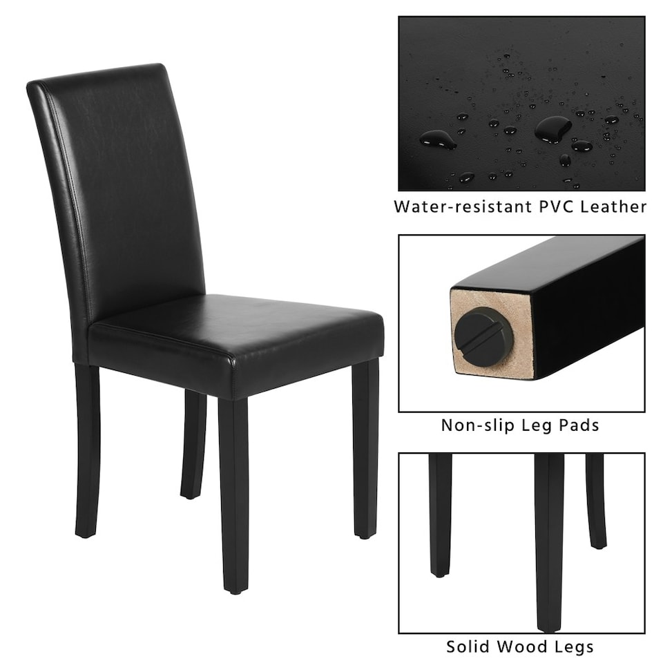 image 1 of Yaheetech Set of 4 Fabric Upholstered Dining Chairs with Solid Wood Legs Black