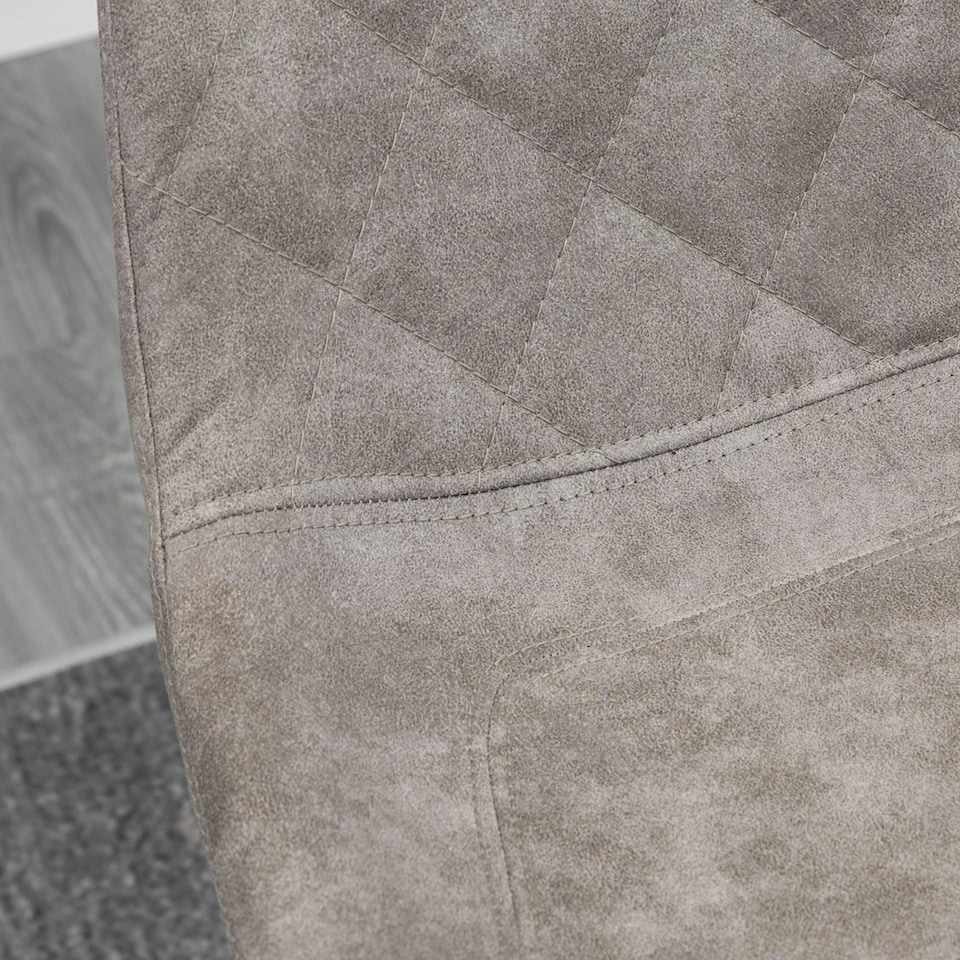 image 1 of HOMCOM Set Of 2 Bar Stools Vintage Microfiber Cloth Tub Seats Padded Steel Grey