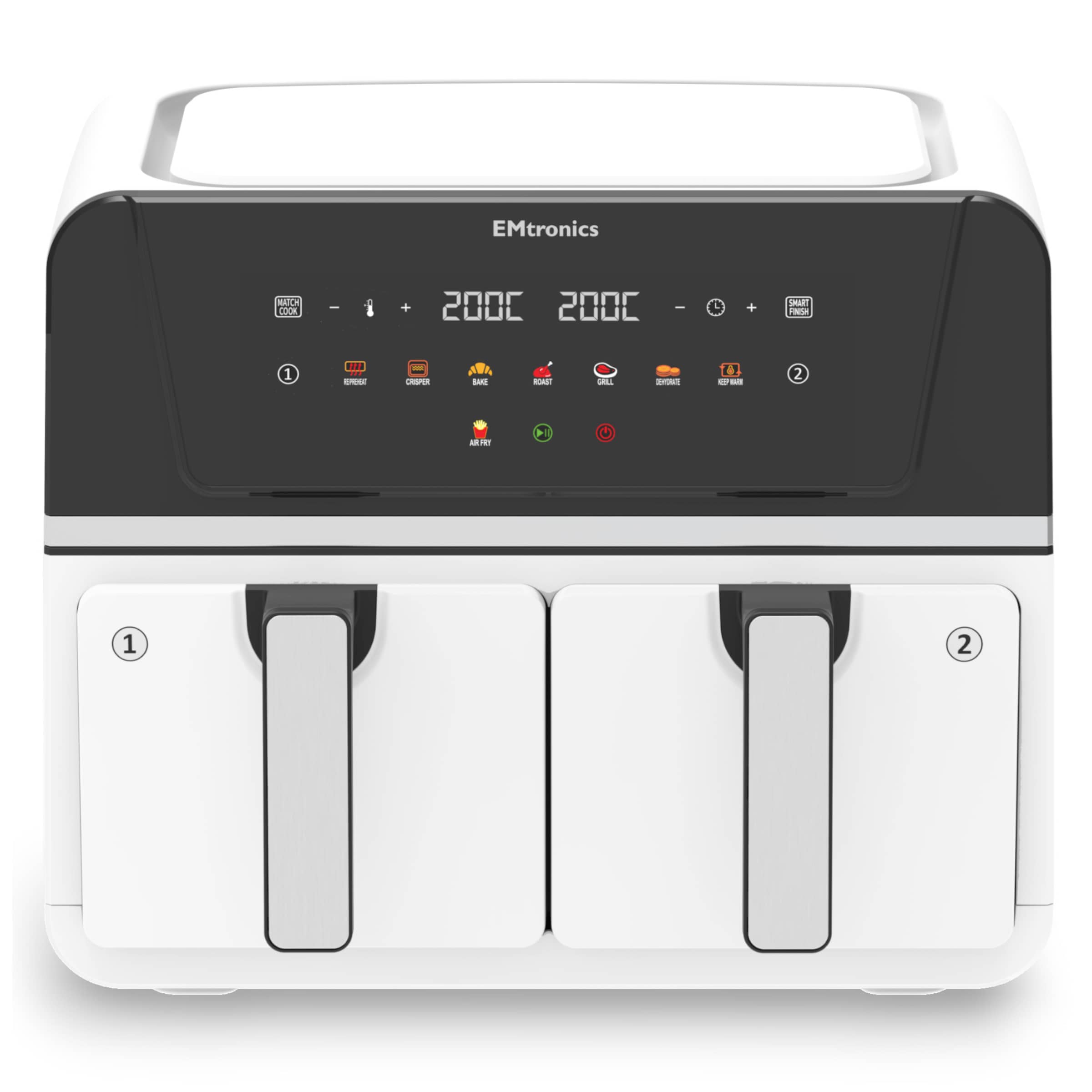EMtronics 9L Double Basket Air Fryer - White