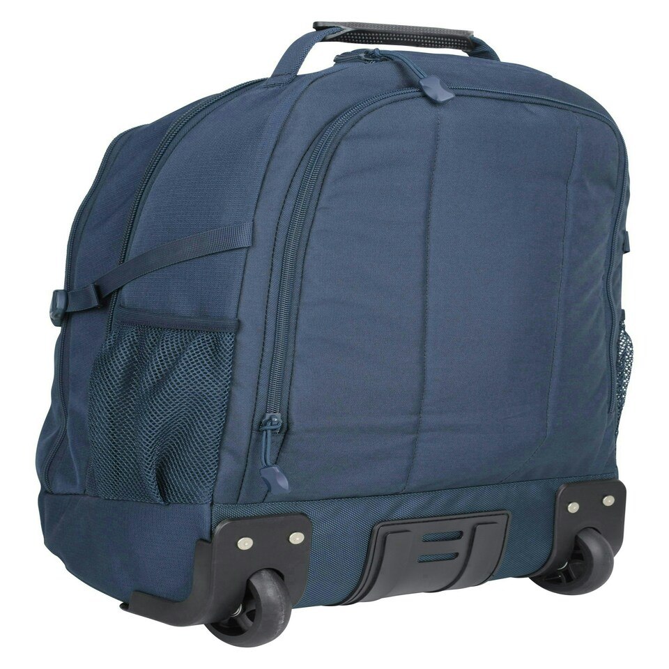 image 1 of Mountain Warehouse 35L Wheelie Rucksack Carry On Backpack On Wheels Luggage Case Blue | Navy
