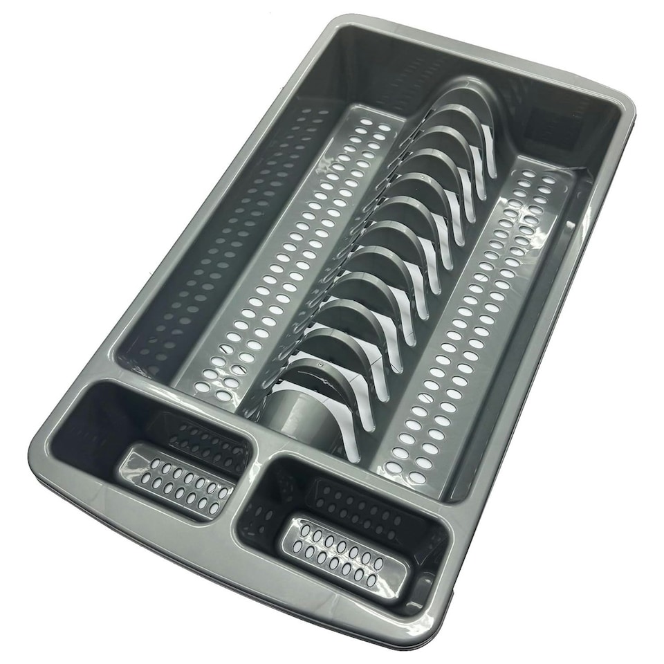 image 1 of Silver Washing Up Bowl & Silver Dish Drainer Rack Silver