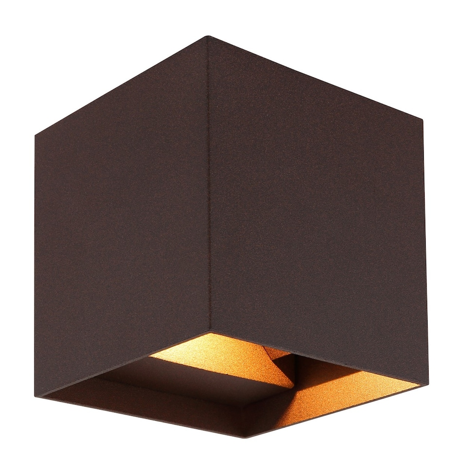 image 1 of Veronika Outdoor Up Down Wall Lamp Rust Colored Matt IP54 Clear Glass Shade 2x LED 3000K
