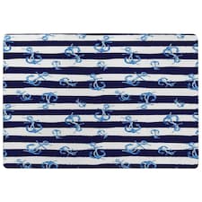 Blue Anchors on Navy Striped Background (Rug) Blue | XL: 160x230cm