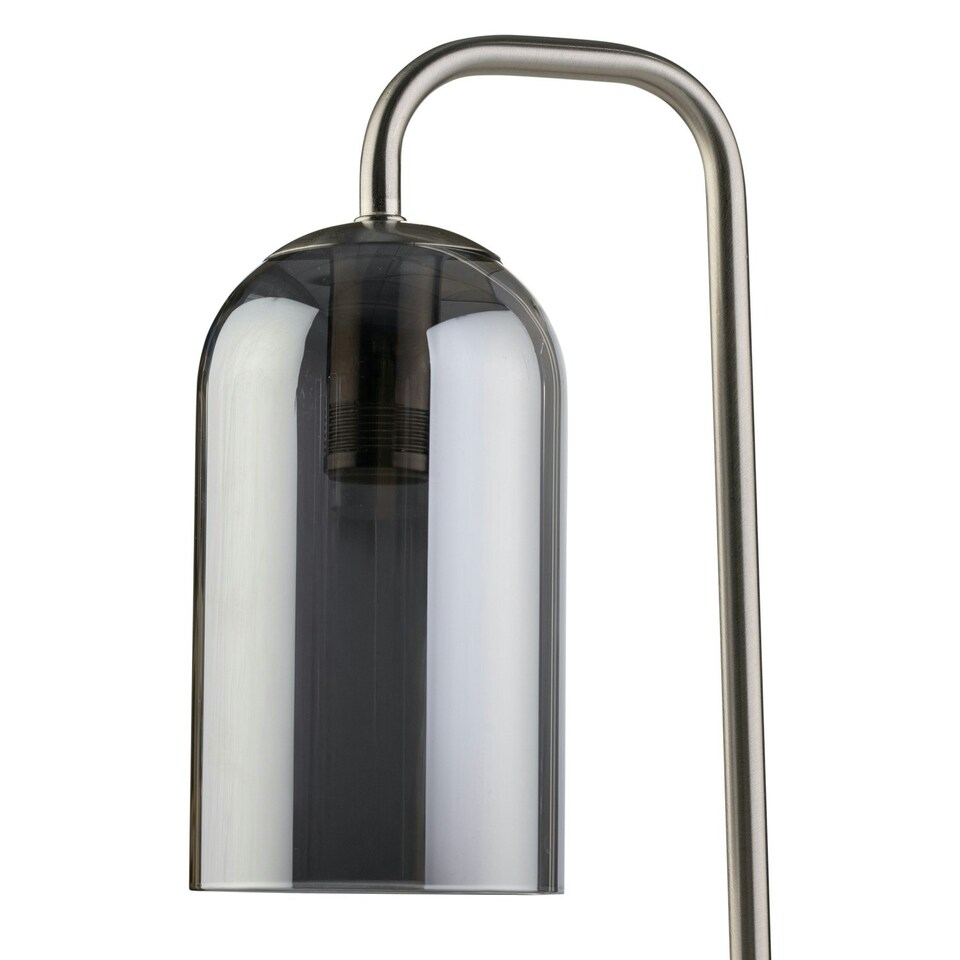 image 1 of Victoria - Satin Nickel Touch Lamp with Smoke Glass Shade Silver | Grey