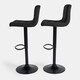 image 5 of OHS 2 x Velvet Swivel Height Adjustable Counter Bar Stools - Black