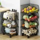 image 2 of Living and Home Stackable Rolling Wire Storage Basket Trolley