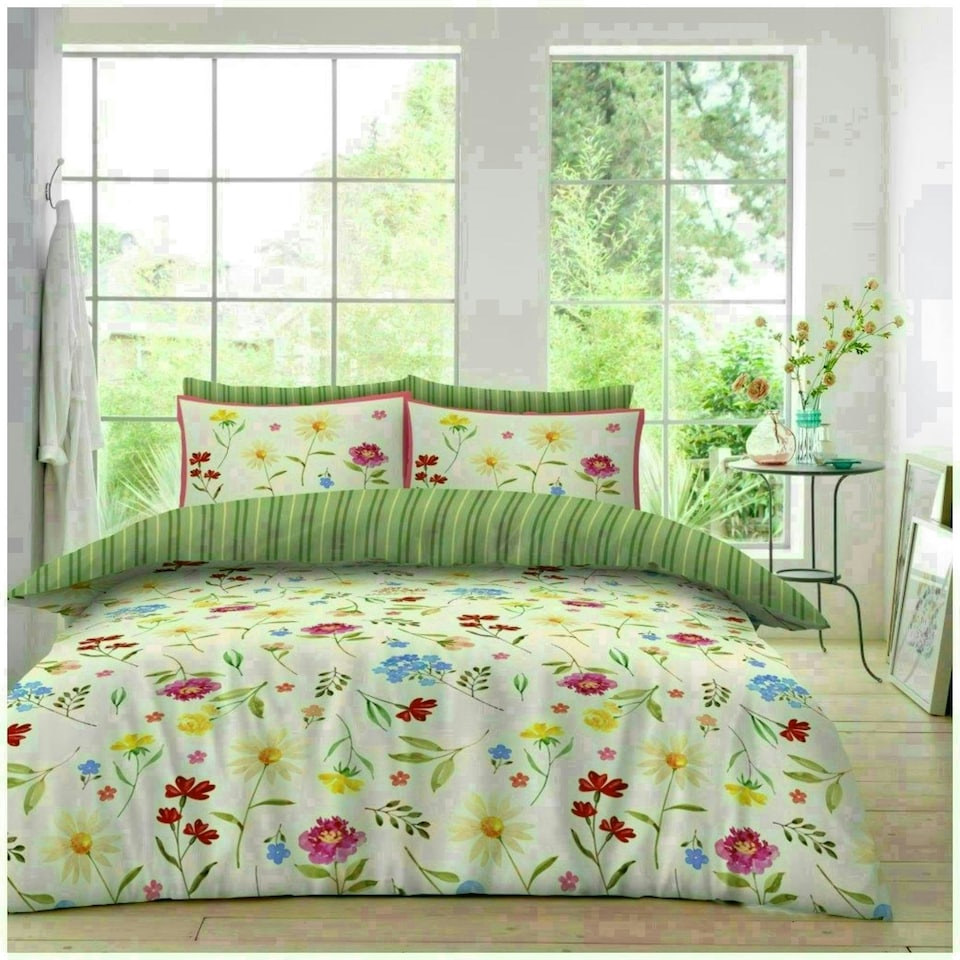 image 1 of Delphie Printed Duvet Cover Set Reversible Polycotton Beddings Multi | King