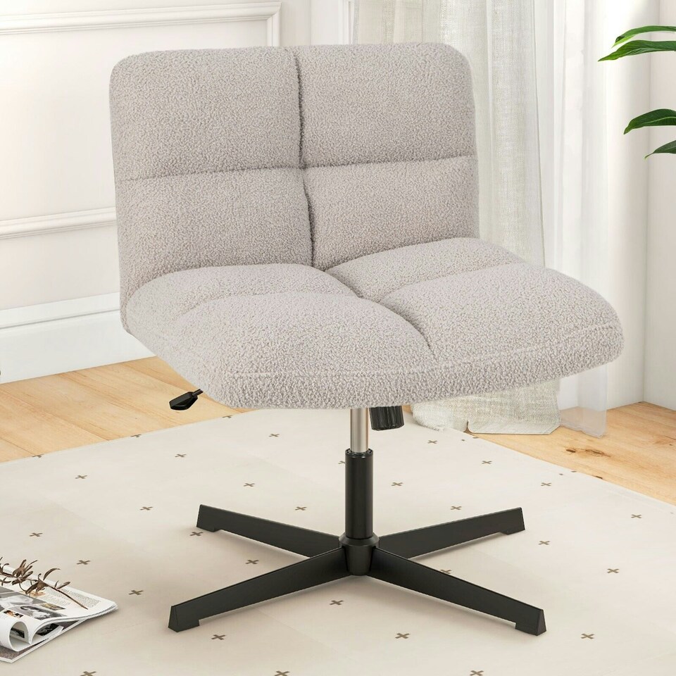 image 1 of COSTWAY Armless Home Office Chair Swivel Desk Chair Grey Grey