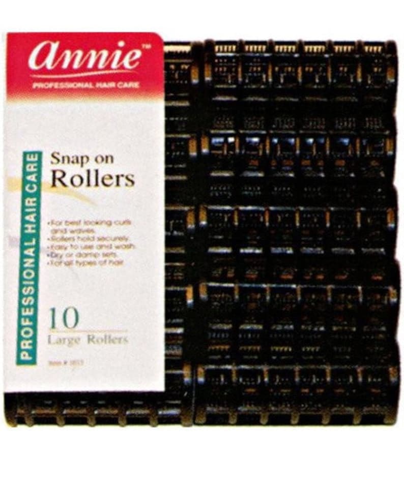 image 1 of Annie Snap-On Rollers Size Large 10 Count Black 1013 10 Large Rollers / Black