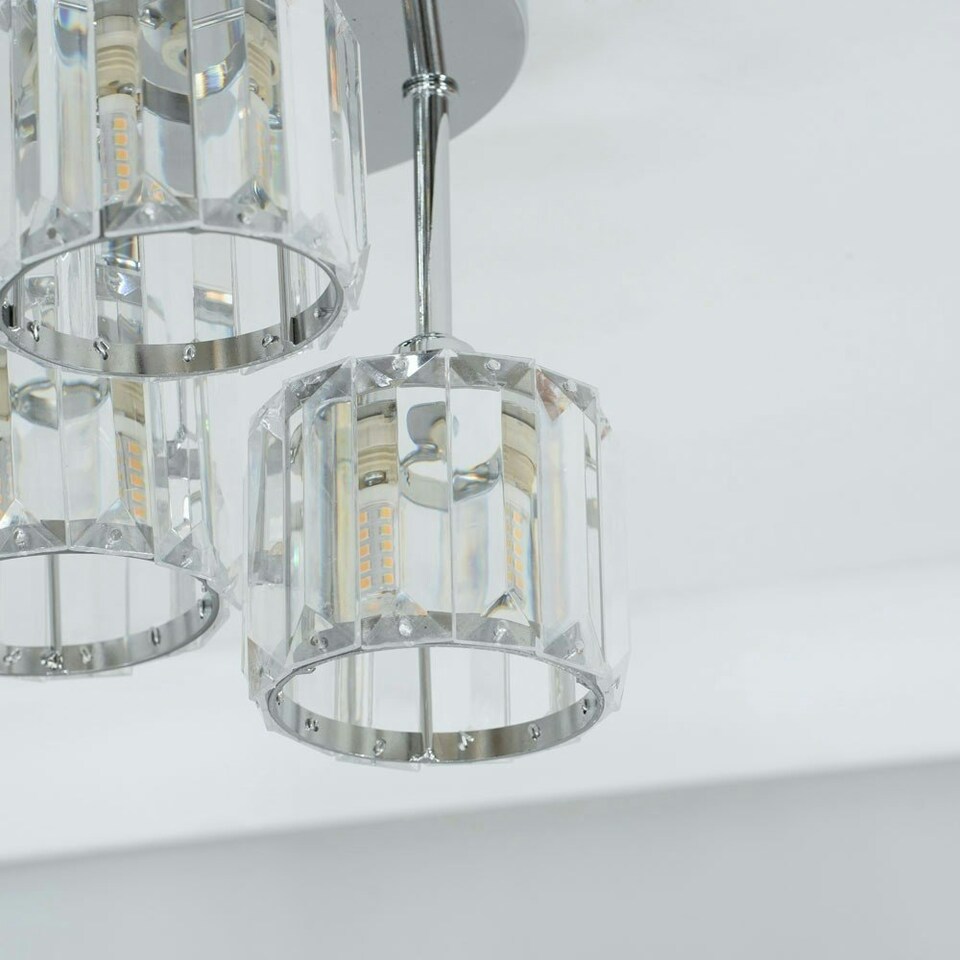image 1 of ValueLights Beth Chrome 3 Way Clear Glass Drop Ceiling Light