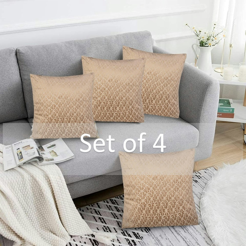 image 1 of Textured Velvet 45cm x 45cm Latte Cushion Set of 4 Cream | 45cm x 45cm x 10cm