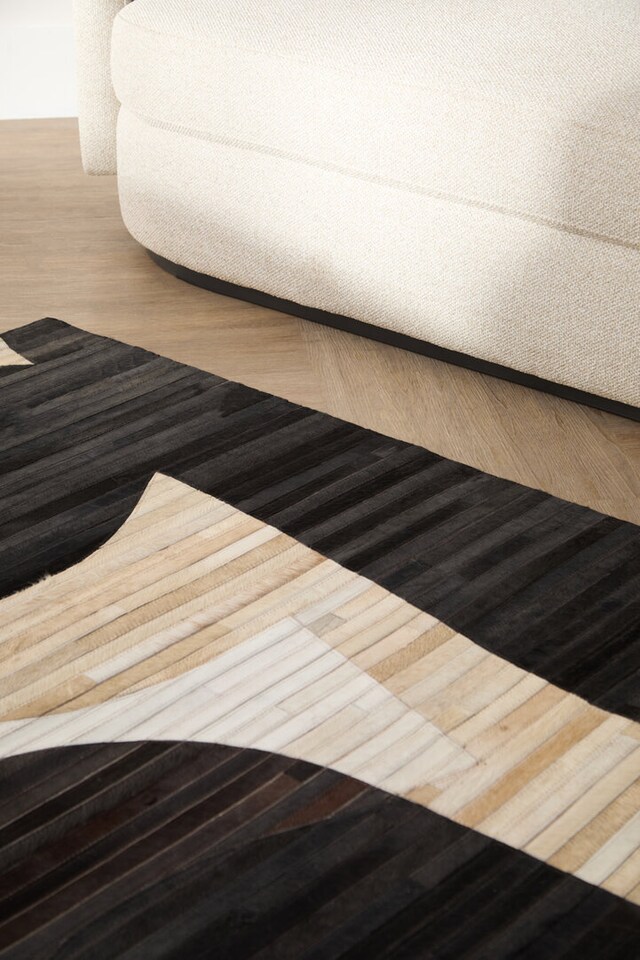 image 1 of Bosie Safira Small Abstract Hair On Leather Rug | Brown