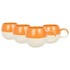 Nicola Spring Dipped Stoneware Sphere Mugs - 340ml - Burnt Orange - Pack of 4 Orange