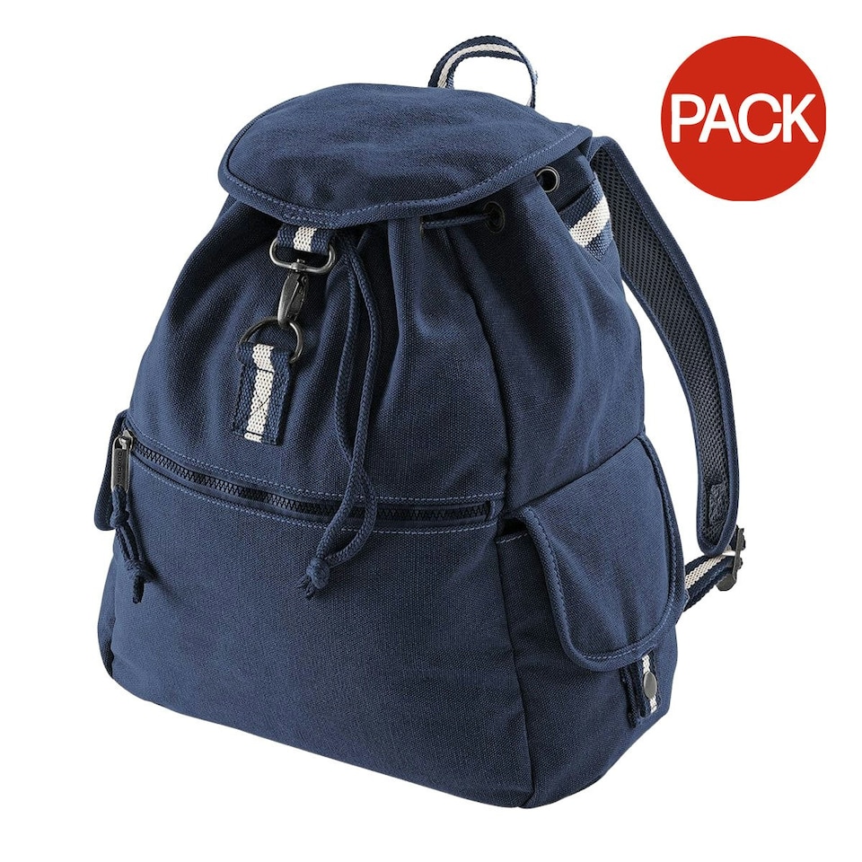 image 1 of Quadra Vintage Canvas Backpack - 18 Litres (Pack of 2) - Vintage Oxford Navy - One Size