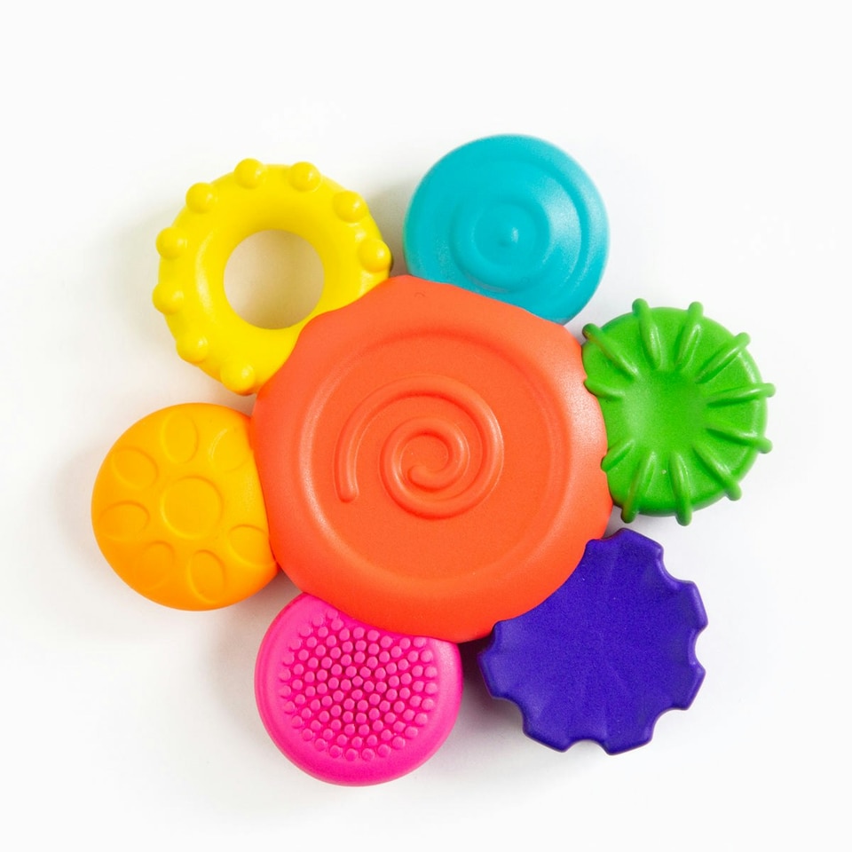 image 1 of Sassy Silicone Flower Rattle Teether