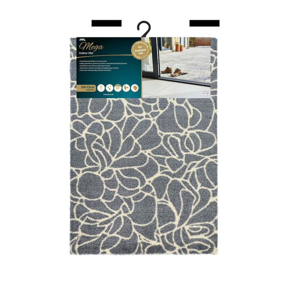 image 1 of JVL Mega Doormat - 50x75cm, Floral