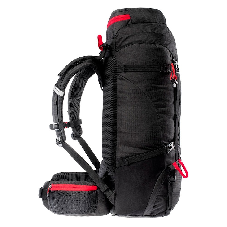 image 1 of Hi-Tec Unisex Adult Stone Logo 75L Backpack | Black | Black/High Risk Red | 1